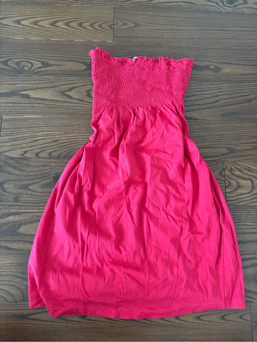 Strapless Smocked Mini Dress in Bright Pink